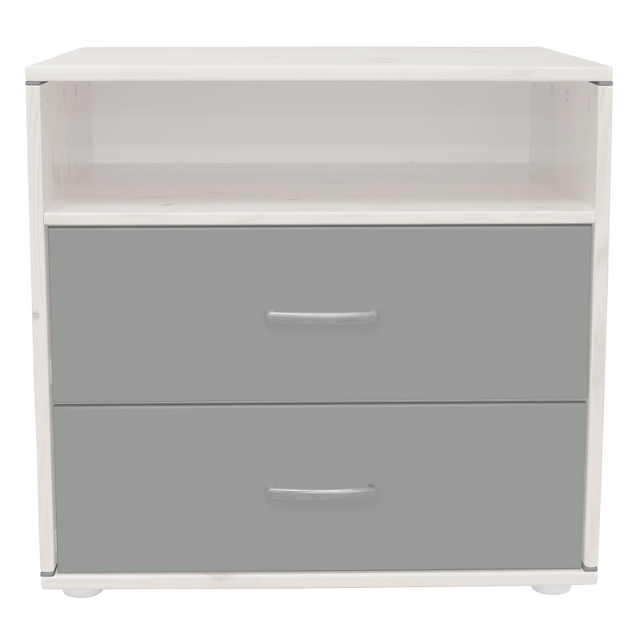 Комод Flexa Classiс storage с 2 выдвижными ящиками и 1 полкой, белый/искусственно состаренный/серый 812431429 - Вид №1
