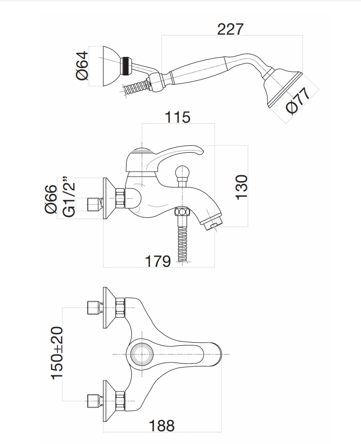 47CR5104 Смеситель для ванны , хром Fiore JAFAR  - Вид №2