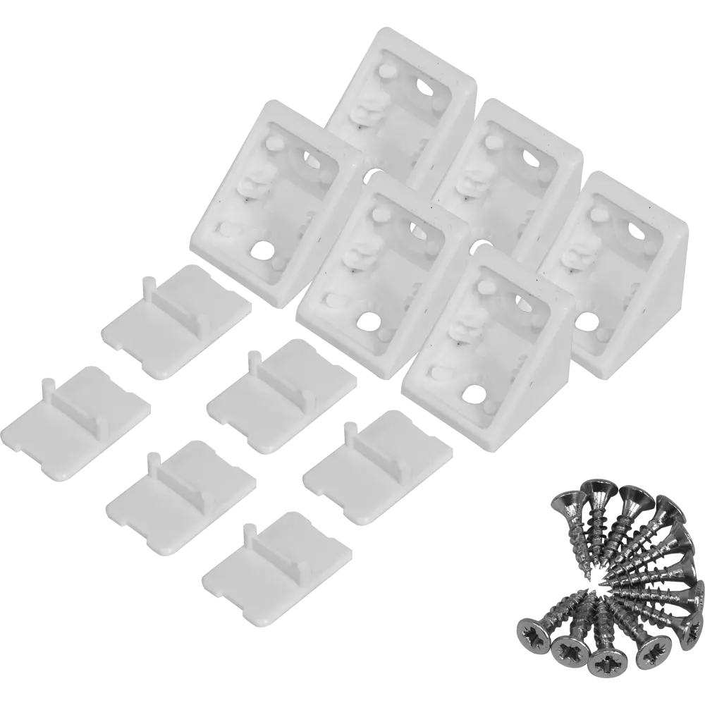 Комплект уголков мебельных с шурупами пластик цвет белый 6 шт Santreyd STLM-2173276 - Вид №1