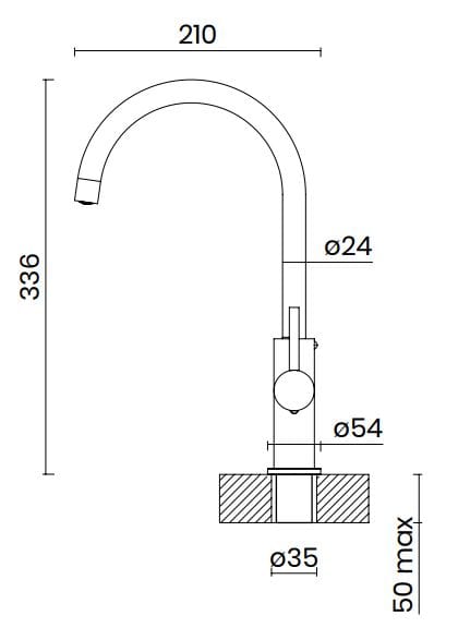 Однорычажный смеситель для кухни из нержавеющей стали TASCA ZENO ARCH-00072205 - Вид №3