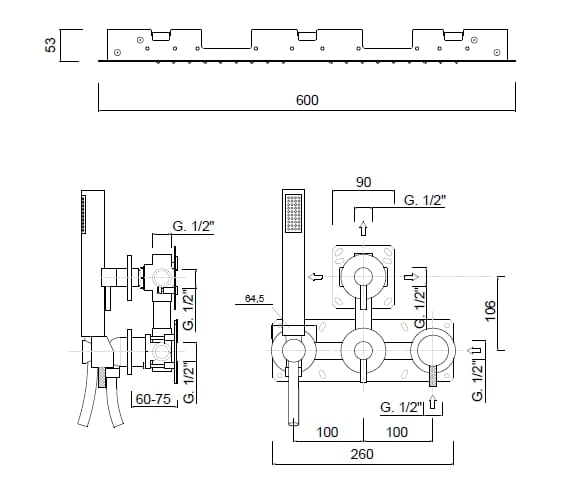 Встраиваемый смеситель для душа с душем Rubinetteria Giulini My Future Deluxe ARCH-00135137 - Вид №2