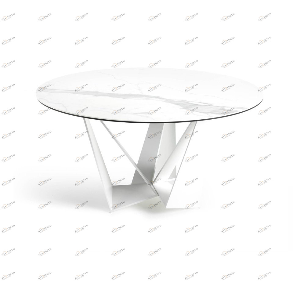 Обеденный стол круглый мраморный белый CT2061R-Marm-Blanco от Angel Cerda ANGEL CERDA CT2061R 00-3865622 Белый 