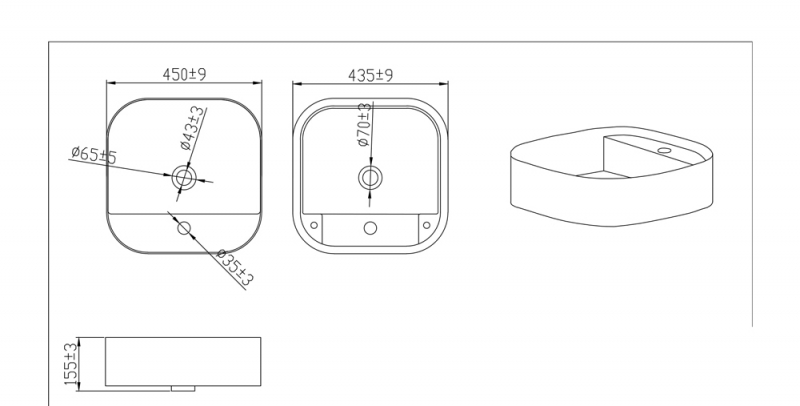 C22286W-1-ENG Накладная раковина на столешницу  овальная Bravat SOURCE - Вид №2