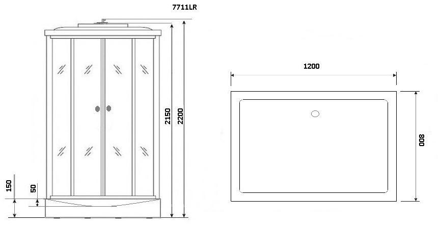 Душевая кабина NG-7711WL (900x1200х2150) низкий поддон стенки БЕЛЫЕ Niagara Luxe - Вид №5