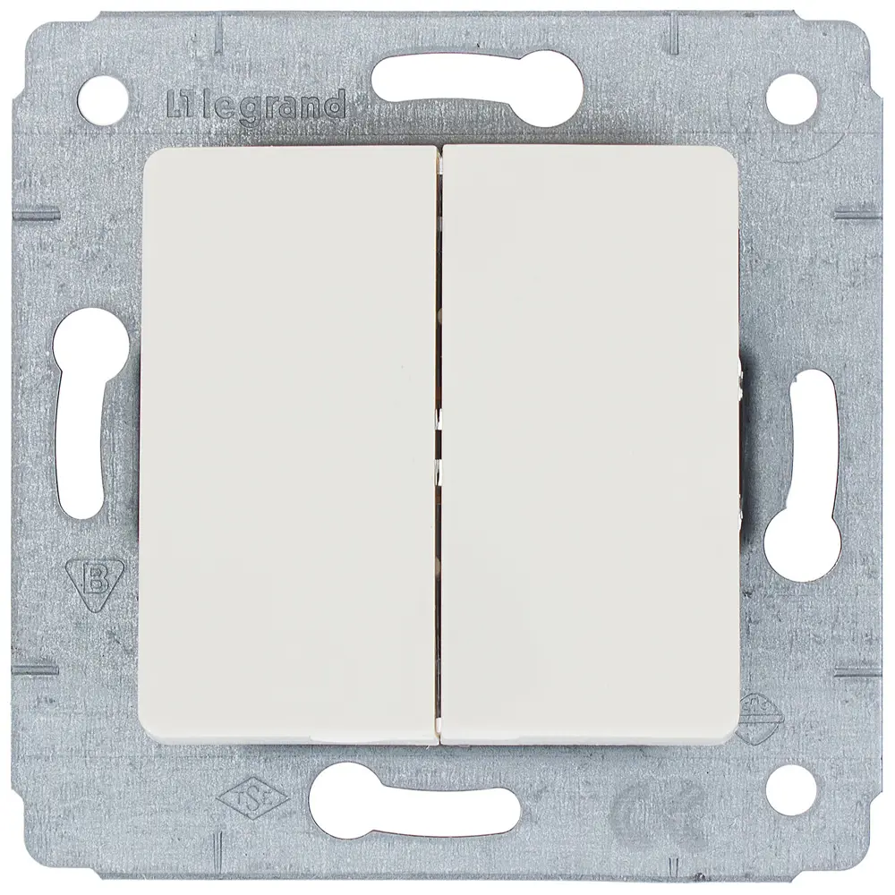 Выключатель встраиваемый Legrand Cariva 2 клавиши, цвет слоновая кость STLM-2004315