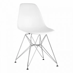 Стул со спинкой белый с металлическими ножками Eames EAMES ДИЗАЙНЕРСКИЕ, EAMES DSR 00-3881993 Белый