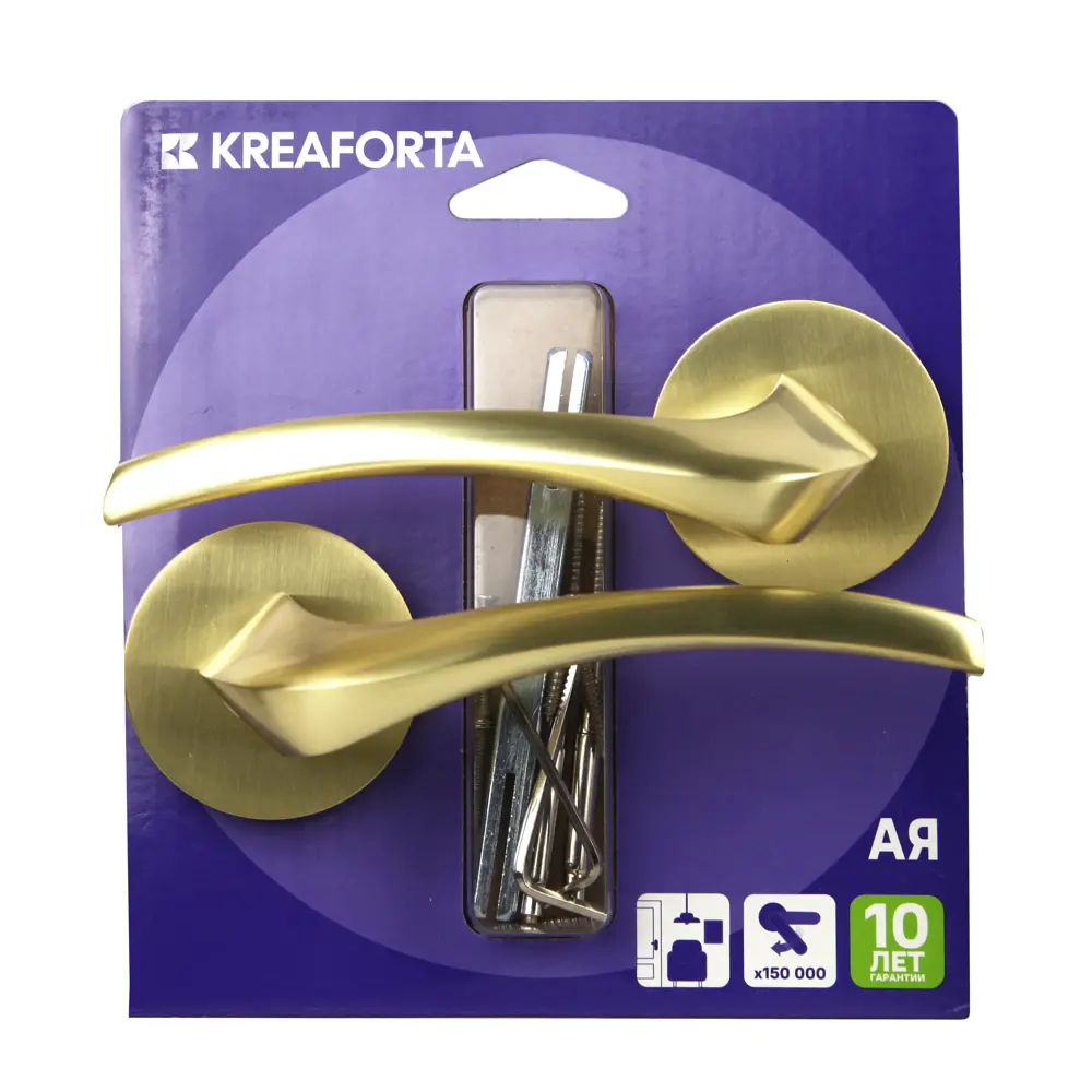 Дверная ручка на розетке KREAFORTA Ая без запирания цвет золото STLM-2184323 - Вид №3