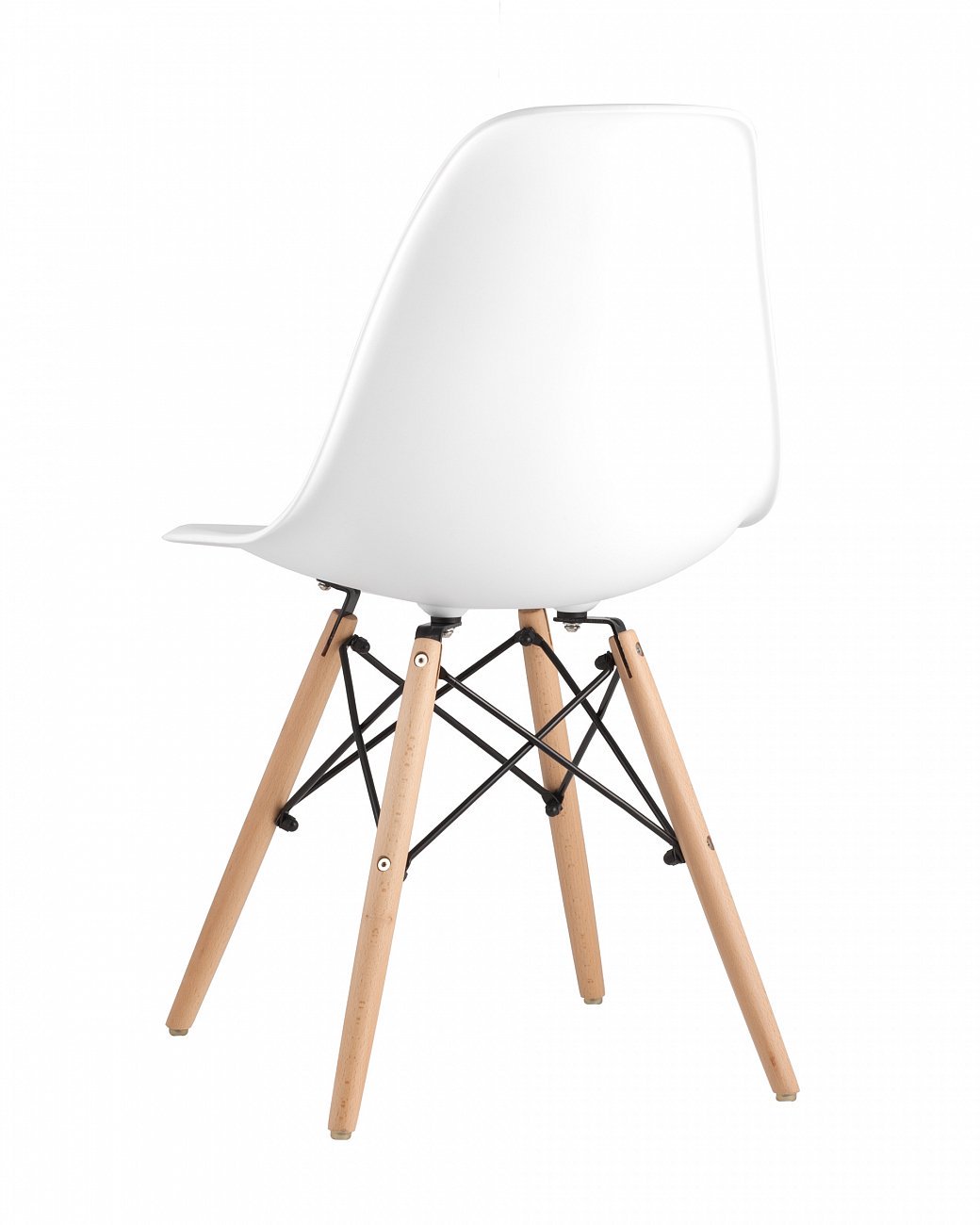 Стул со спинкой белый с деревянными ножками Eames EAMES ДИЗАЙНЕРСКИЕ, EAMES DSW 00-3881999 Белый  - Вид №3