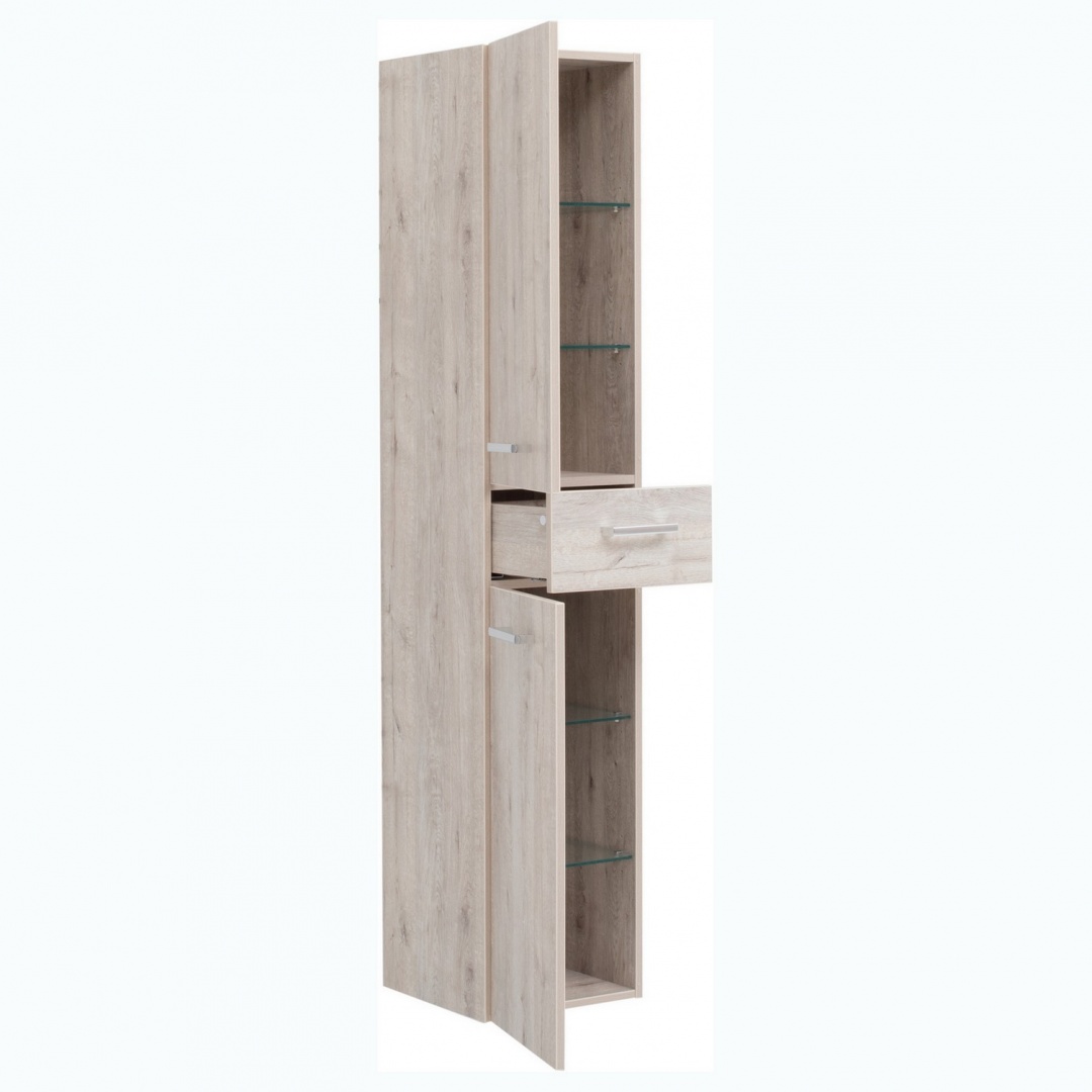 Пенал 35, 2 дверки, 1 ящик, стекл. Полки DREJA 770304D - Вид №1