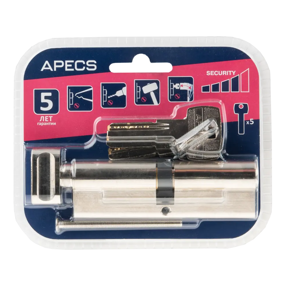 Цилиндровый механизм APECS Pro LM-100-C-NI с защитой от взлома 84168062 SM STLM-0046674 - Вид №2