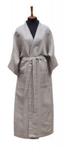 LEI_266_77_L Халат кимоно, коричневый, размер L-XL, 50% хлопок +50% лен, жаккард LEITNER