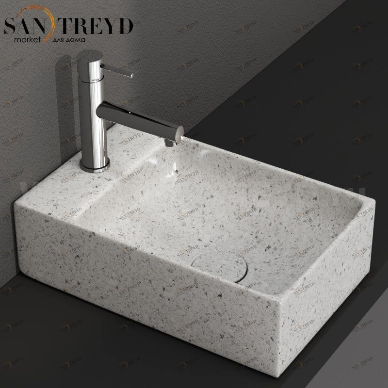 B6R40GG Подвесная раковина настенная прямоугольная Ceramica Globo T-EDGE черная