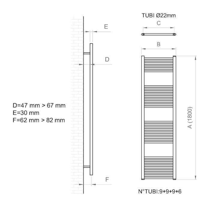 Настенный стальной полотенцесушитель с горячей водой Ercos Опера ARCH-00070616 - Вид №6