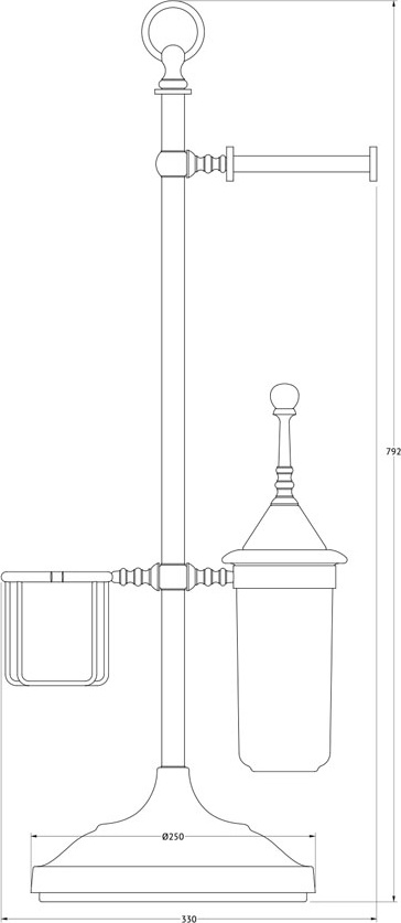 STI 434 Стойка с 3-мя аксессуарами для туалета 80 cm 3SC STILMAR ANTIQUE SILVER Treesseci 3SC - Вид №1