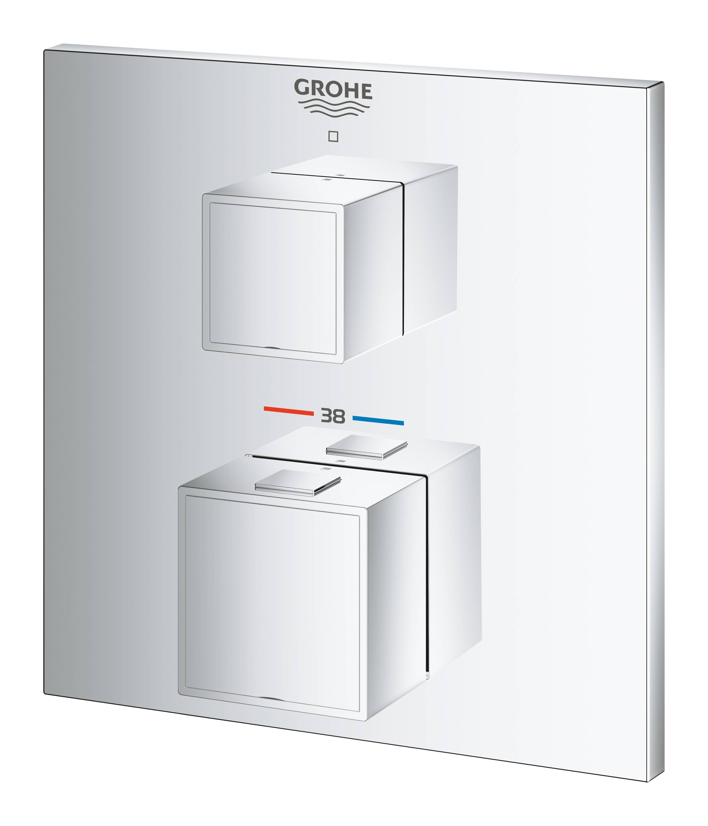 Внешняя часть термостатического смесителя для душа GROHE Grohtherm Cube, хром (24153000) - Вид №2