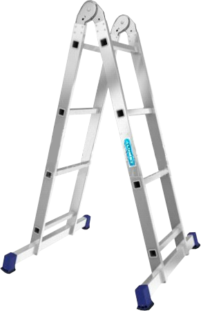Алюминиевая профессиональная двухсекционная шарнирная универсальная лестница T 203 ALUMET 
