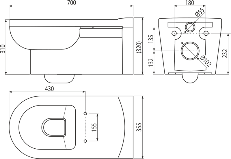 WCALCAMEDIC Подвесной унитаз настенный Белый ALCAPLASTCZ  Чехия  - Вид №1