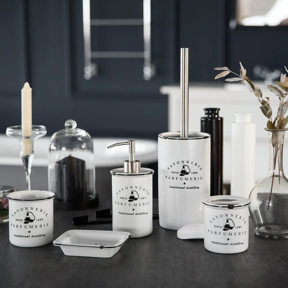 Дозатор для жидкого мыла Wess Parfumer цвет белый чёрный STLM-2012639 - Вид №7