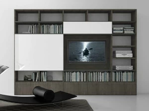 Presotto Модульная стенка для хранения из дуба с подставкой под ТВ Pari&dispari scorrevole