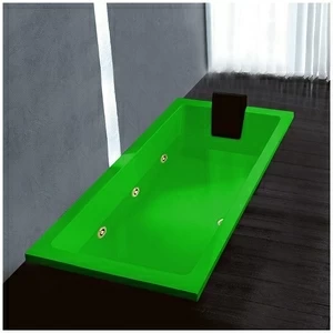 Ванна Gruppo treesse Quadra 170 V0727-DX-ZEZ зелёная с золотой фурнитурой гидромассажем прямоугольная встроенная правая