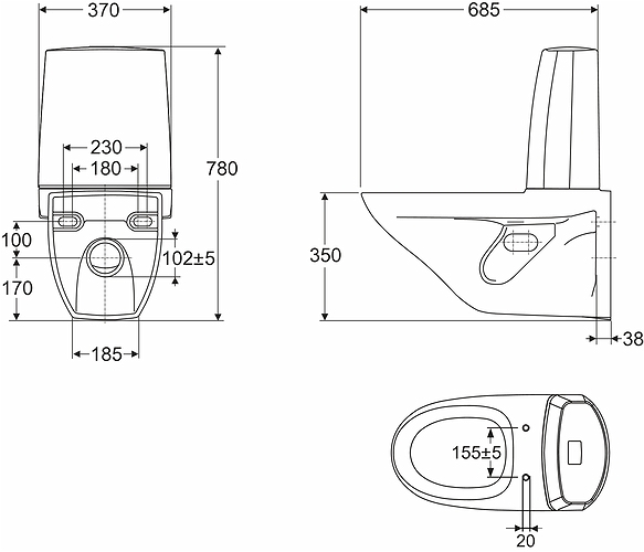 3721901201 Подвесной унитаз настенный Белый IDO  Швеция  - Вид №1