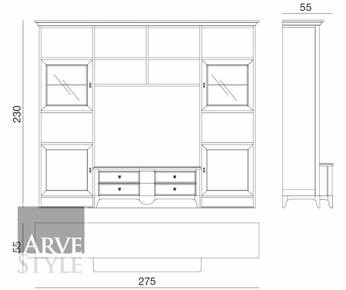 Arvestyle Самонесущая стеновая система из массива дерева с подставкой под телевизор Salieri sun-id-1350390 - Вид №7