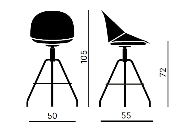 Тканевый поворотный высокий стул с подставкой для ног Kastel Kross ARCH-00027576 - Вид №2