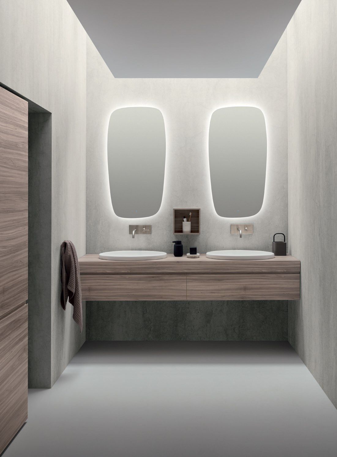 Деревянный двойной подвесной шкаф для умывальника с настенным креплением ARBLU Hito ARCH-00013517 - Вид №1