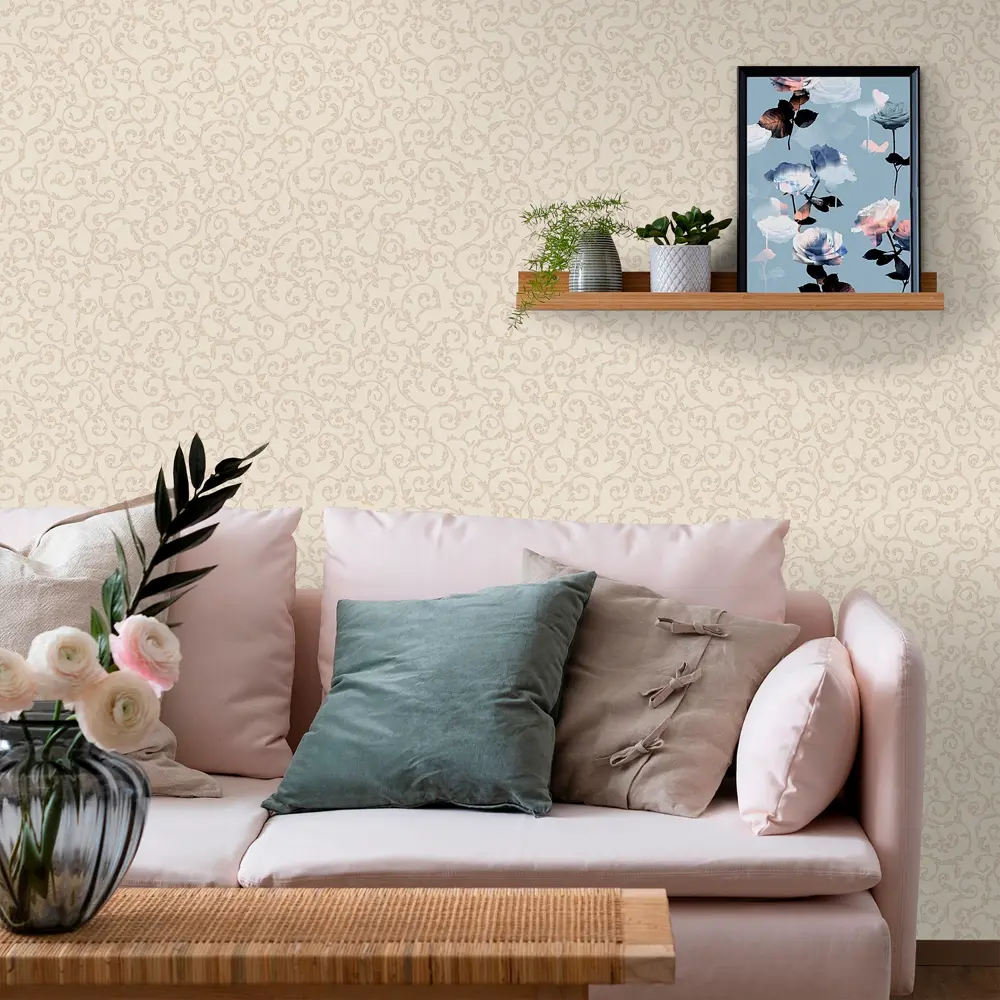 Обои флизелиновые Euro Decor Chloe бежевые 1.06 м 6007-01 83684891 STLM-2126100 - Вид №2