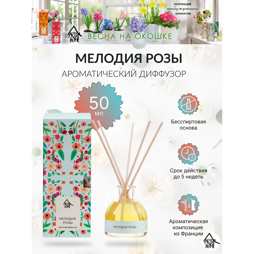 Диффузор аромат Мелодия розы 50 мл 84535162 STLM-2025822 ARIDA HOME  - Вид №1