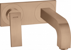 39119310 Смеситель для раковины, однорычажный, скрытого монтажа, настенный, с рычажной ручкой, изливом 220 мм и тарелкой AXOR CITTERIO