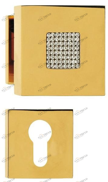 LINEA CALI' Дверная ручка из хромированной латуни с кристаллами swarovski® с замком Zen mesh sun-id-1368602