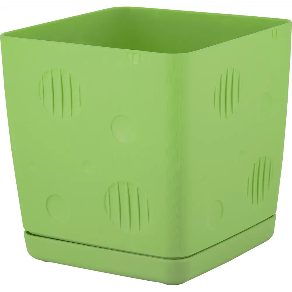 Горшок цветочный Engreen Microcosm 11.3x11.3x11.5 см v1.1 л пластик зеленый INGREEN STLM-2021518
