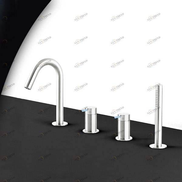 Смеситель для ванны глянцевая сталь с голубой ручкой Toki Radomonte TKI16LCIL27