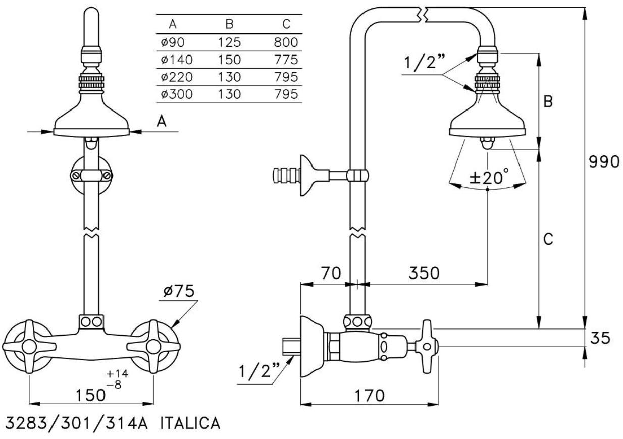 RUBINETTERIE STELLA Душевая стойка с душевой лейкой Italica It02412 - Вид №1