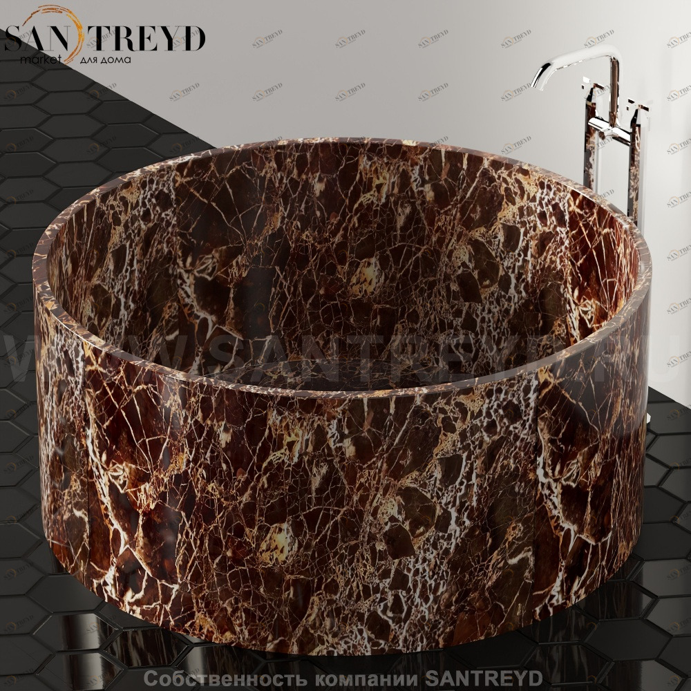 Ванна свободностоящая IN-OUT коричневый мрамор Agape IN -OUT AVAS1041ED