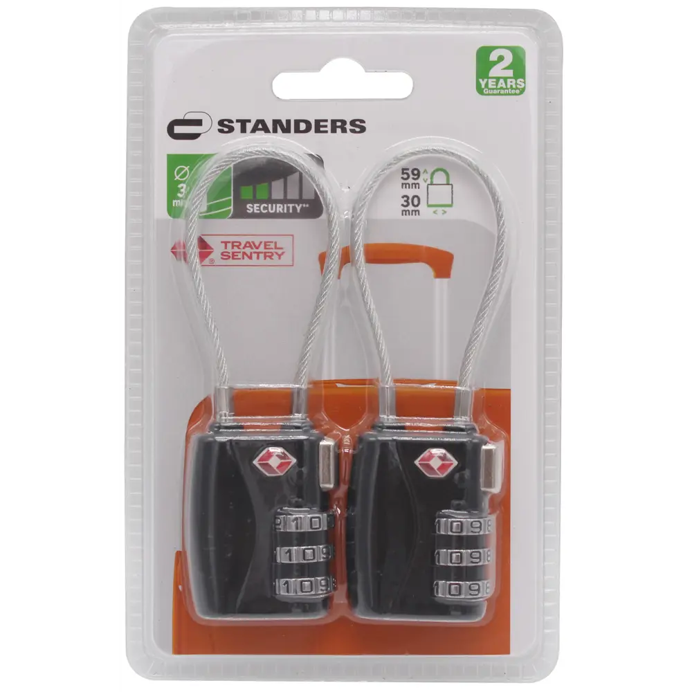 Замок багажный кодовый Standers гибкий, 30 мм, цинк/сталь, 2 шт STLM-2126865 - Вид №2