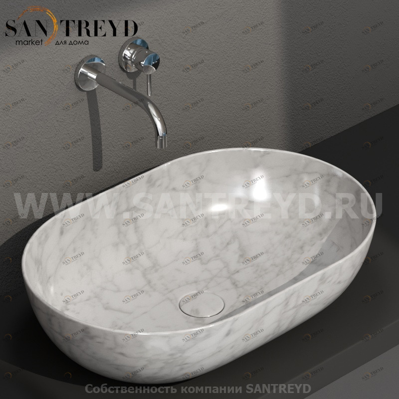 B6O60MC Накладная раковина на столешницу  овальная Ceramica Globo T-EDGE