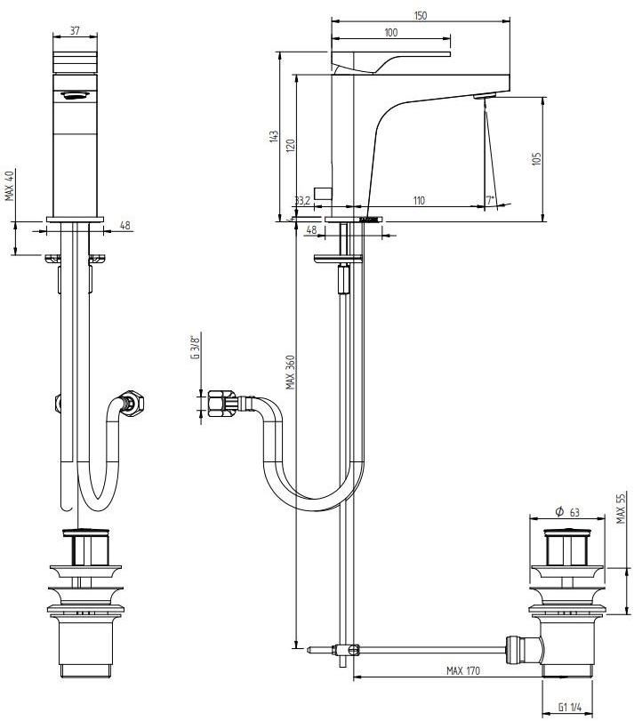 ZAZZERI Смеситель для умывальника 100 sun-id-1462517 - Вид №6