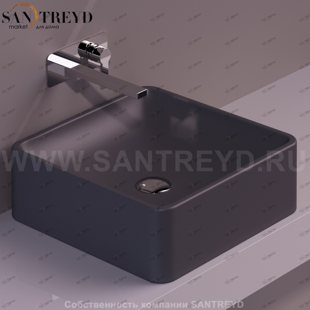 FL11ANTRACITEMATT Накладная раковина на столешницу  квадратная Simas Flow