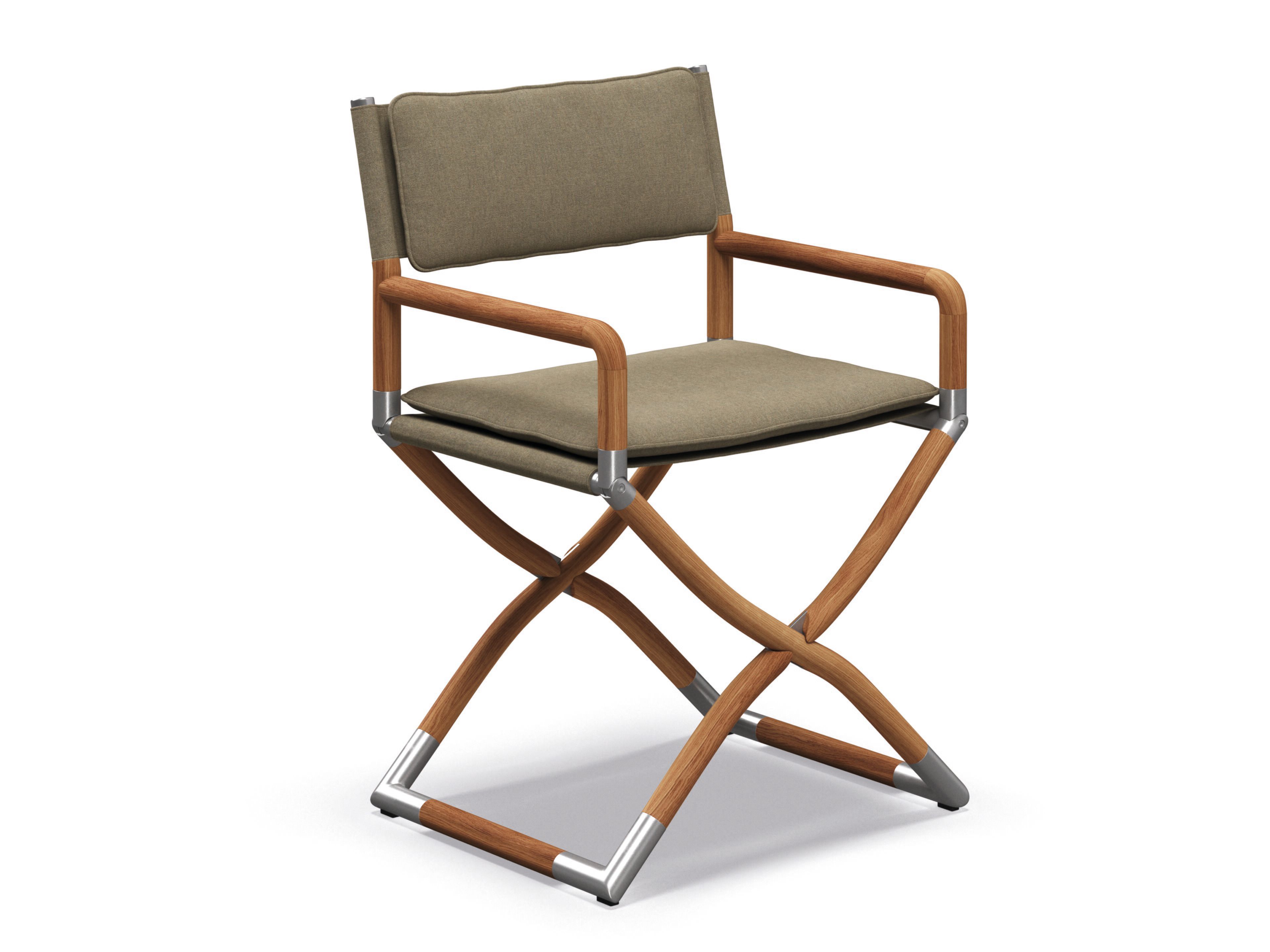 Складной стул директора из тикового дерева и ткани с подлокотниками Gloster Navigator ARCH-00094784