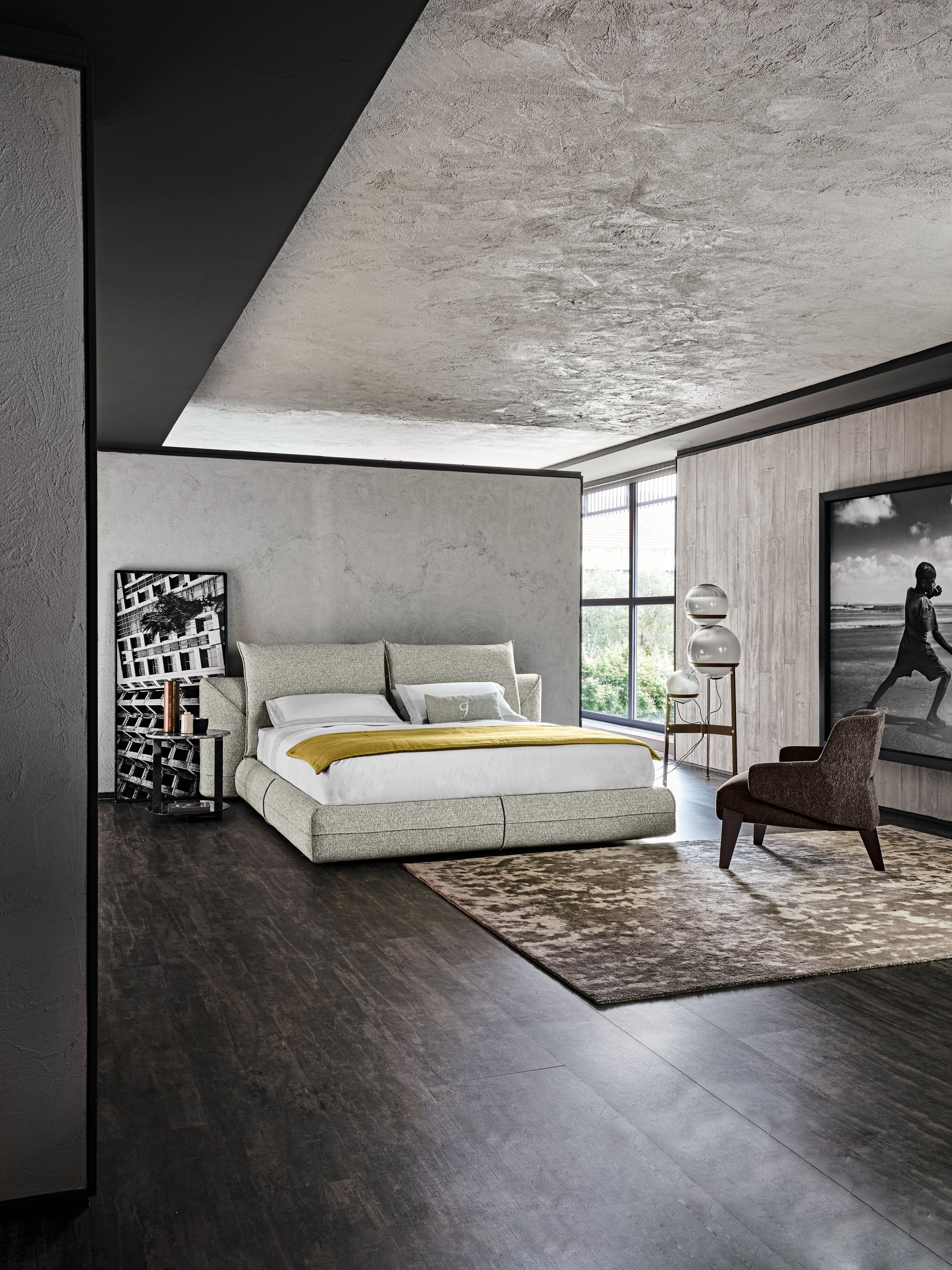 Двуспальная кровать с мягким изголовьем Arketipo крупным планом ARCH-00094786 - Вид №2