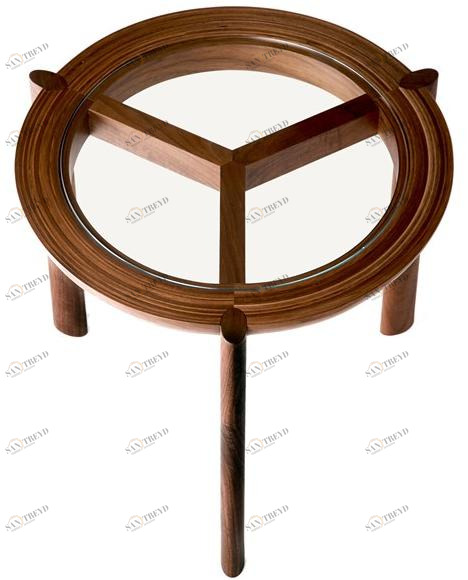 BassamFellows Круглый журнальный столик из дерева и стекла Spoke Cb-321 / cb-322