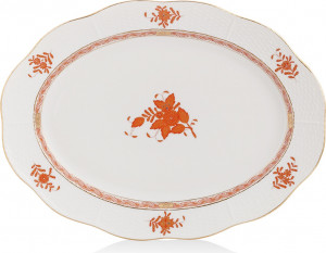 10628837 Herend Блюдо овальное 37см "Аппони" (оранжевый) Фарфор