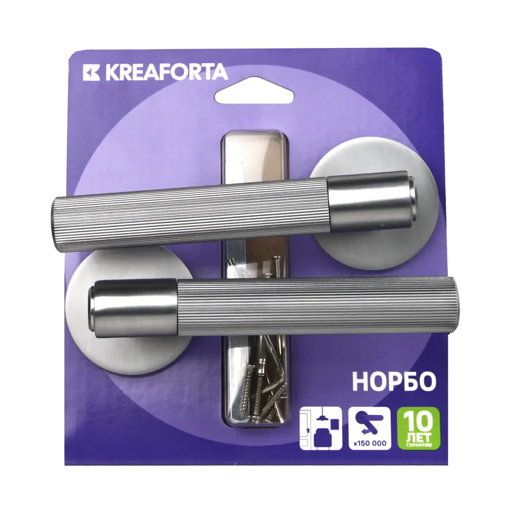 Дверная ручка на розетке KREAFORTA Норбо без запирания цвет хром STLM-2208927 - Вид №3