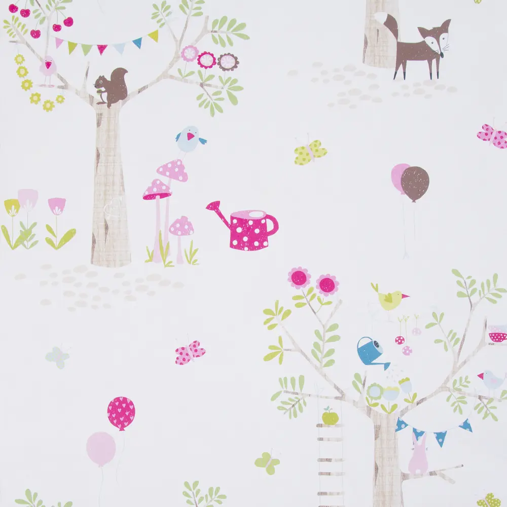 Обои бумажные для детской Лесное царство 0.53х10 м цвет розовый Ra 247220 Rasch Bambino STLM-2067948