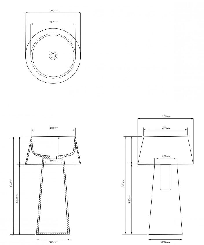 Круглый отдельно стоящий умывальник из мрамора Pietra Grey LUSSO Lamp ARCH-00039427 - Вид №5