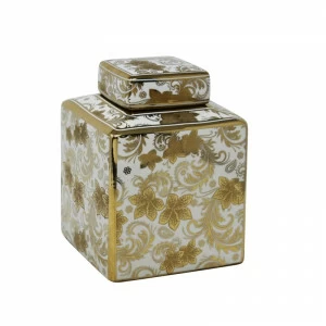 Ваза с крышкой белая с золотом 20х16 см Viva BUREAU ДИЗАЙНЕРСКИЕ 263018 Белый;золото