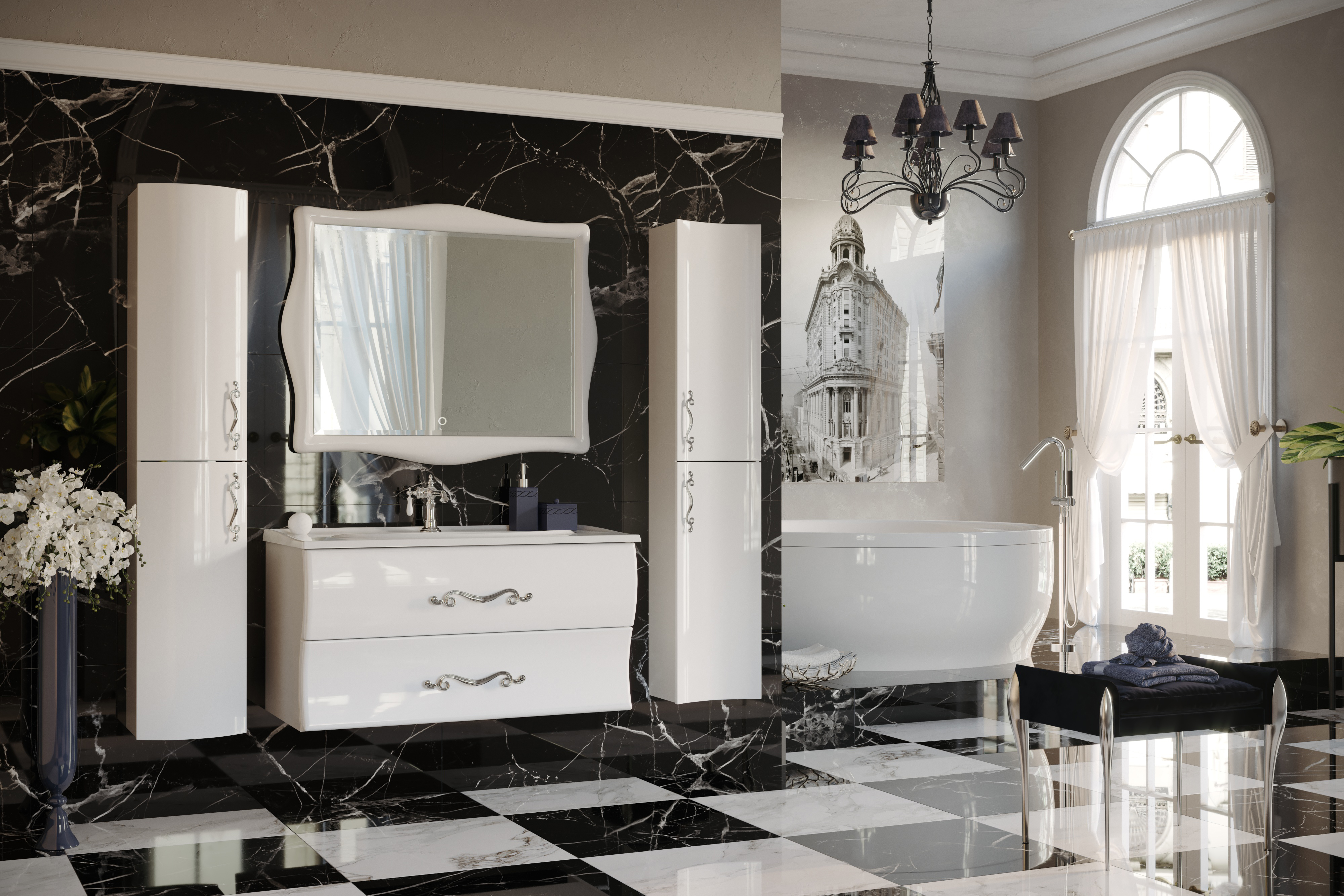 У51086 Шкаф - Пенал Amethyst 30П, 2д, White, вогнутый 1 Marka Amethyst 