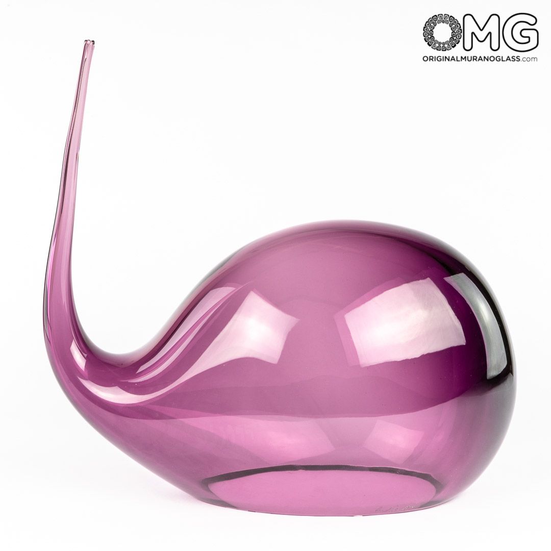 3554 ORIGINALMURANOGLASS Скульптура Сиреневый слон - автор Pino Signoretto - муранское стекло OMG 42 см  - Вид №1